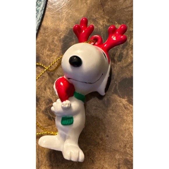 1980s Vintage Peanuts Snoopy Woodstock Christmas Ornaments United Feature Syn. - Picture 2 of 3